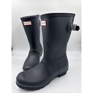 New Hunter Women's Navy Blue Original Short Back Adjustable Rain Boots Size 8